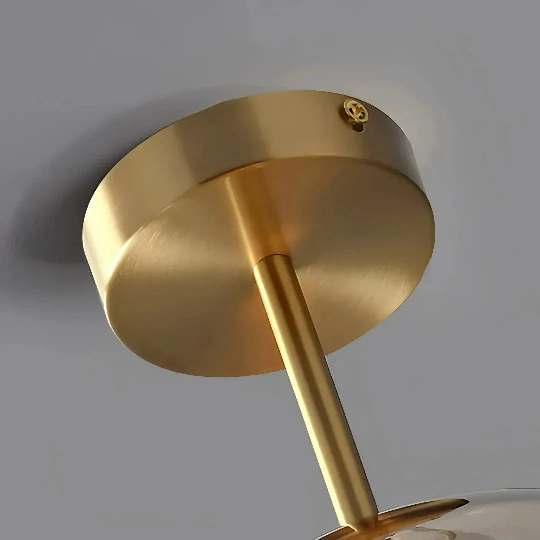 Amber glass ceiling light shown from the front