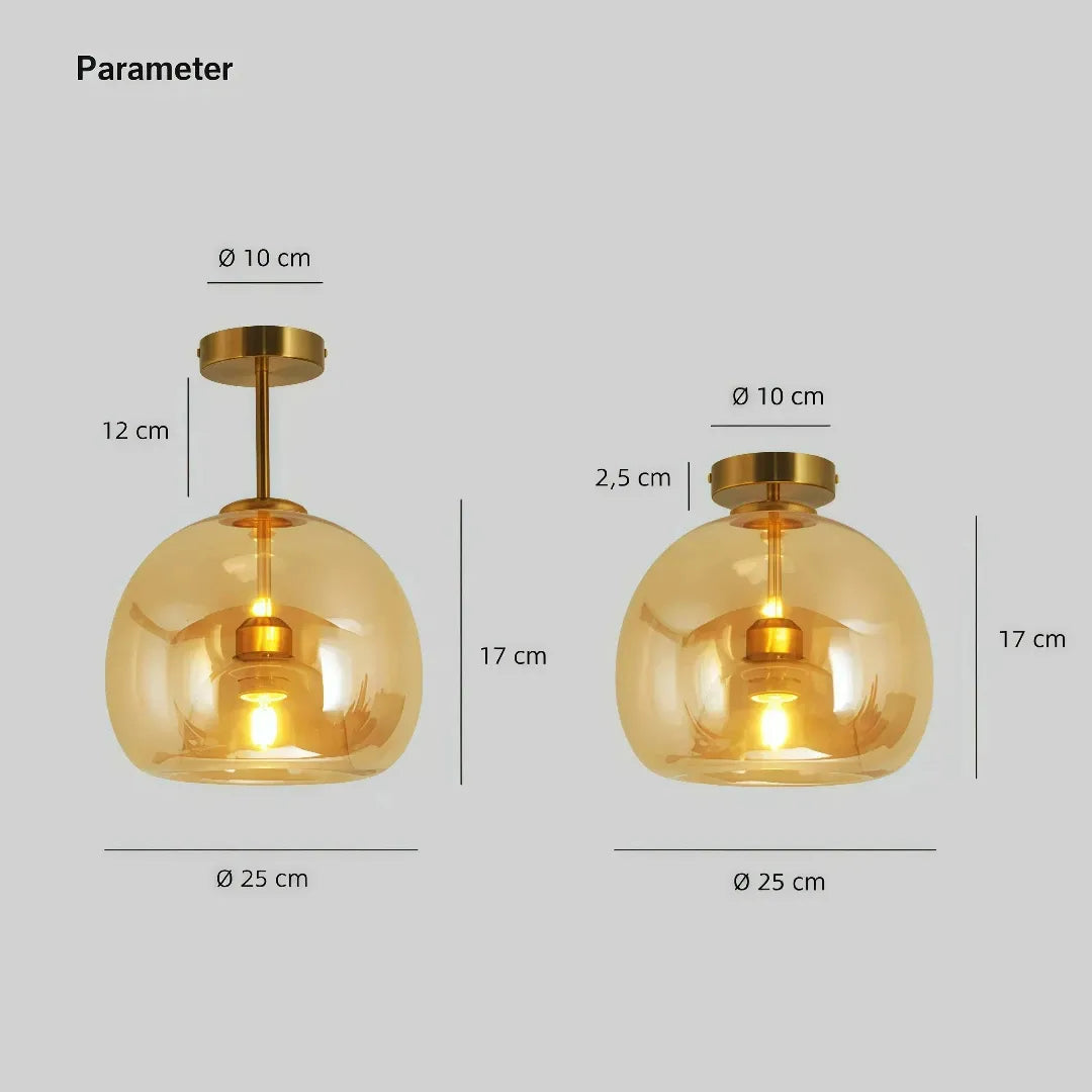Dimensions of the mid-century glass hallway ceiling light