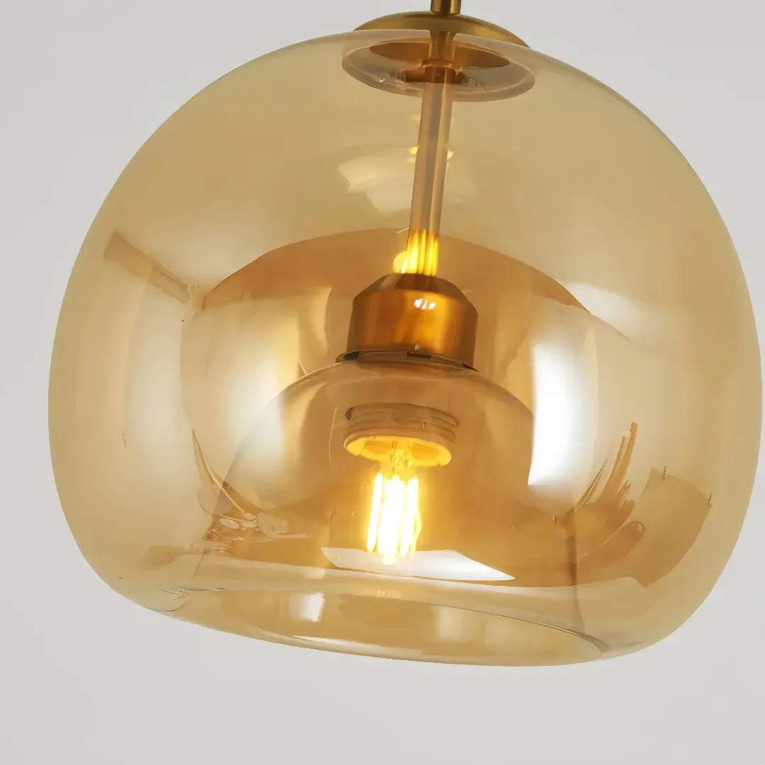 Amber glass ceiling light shown from the front