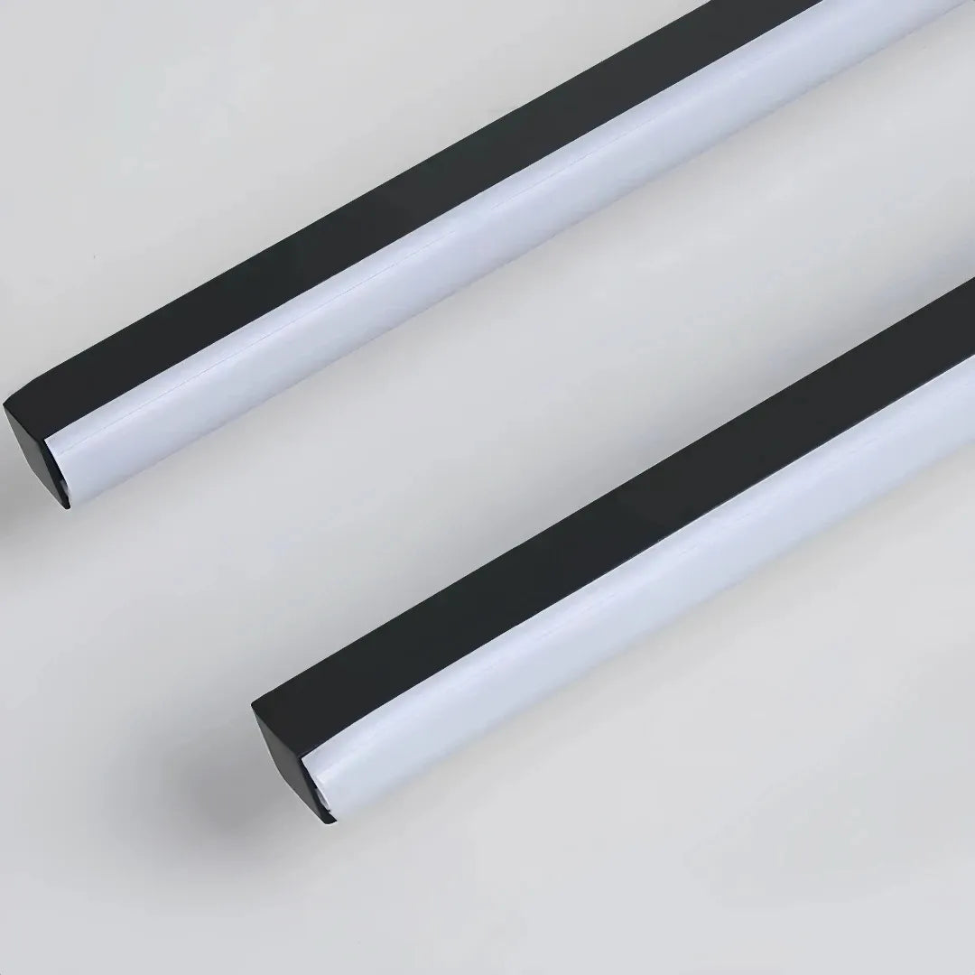 Close-up of the acrylic diffuser on a linear LED ceiling light 