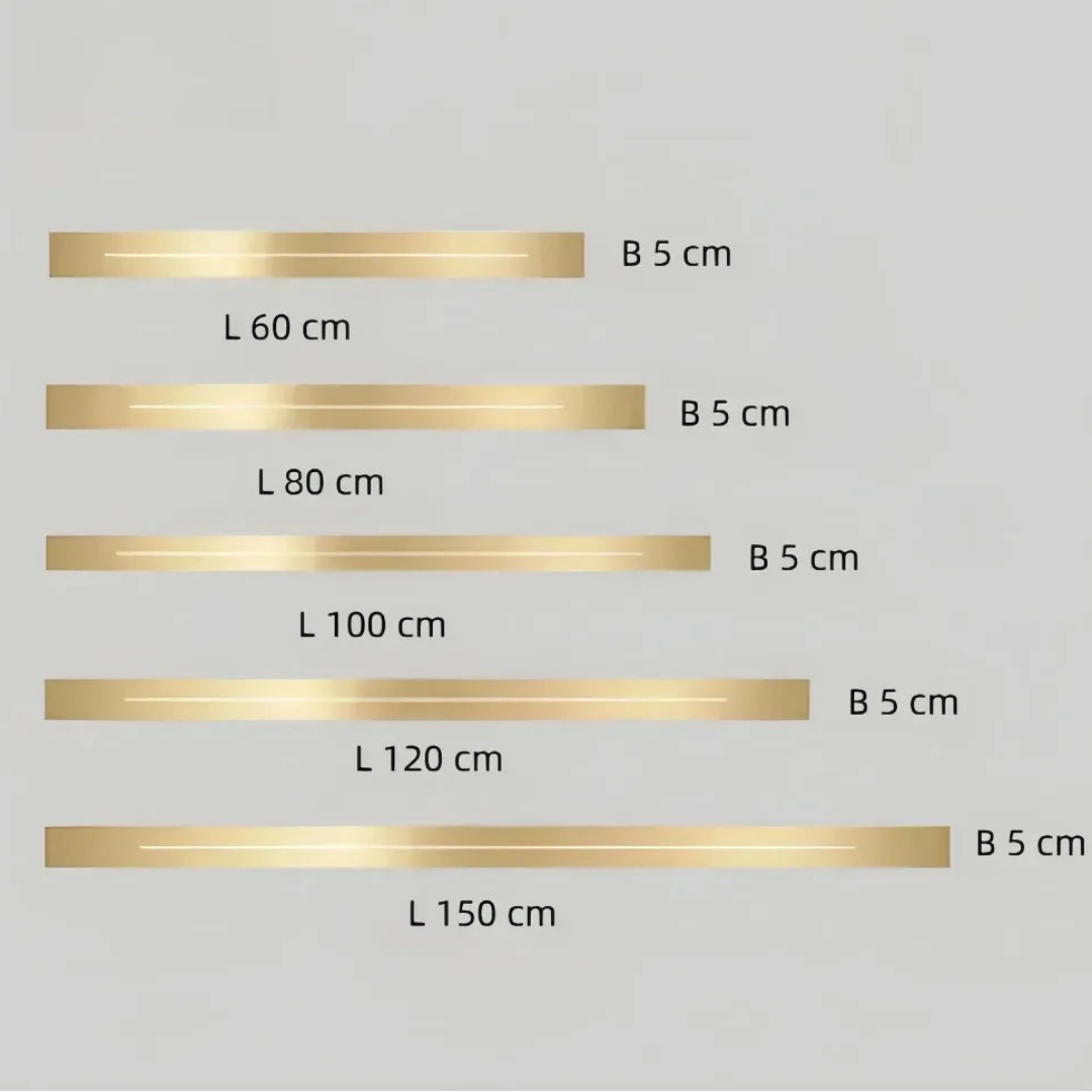 Size guide showing 60 cm to 150 cm lengths and a 5 cm dimension label