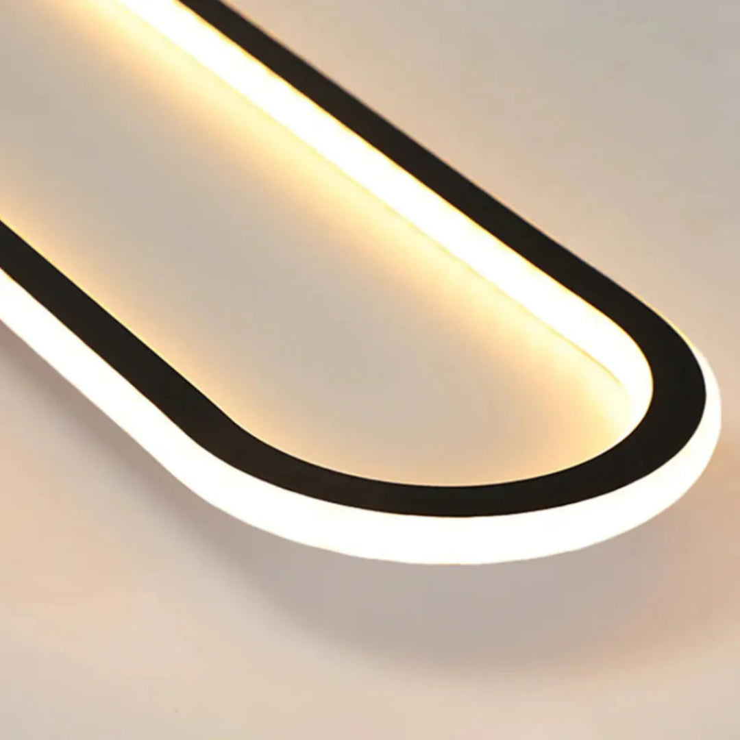 Close-up of metal and silicone oval ceiling light shade