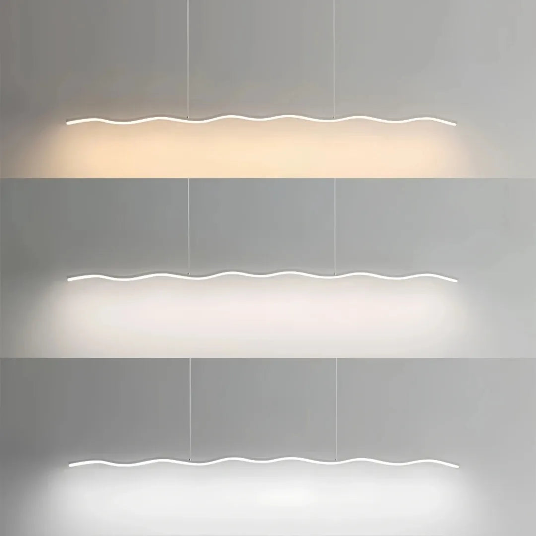 Wave pendant colour temperature and dimming comparison; features depend on the selected version