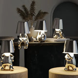 Silver sculptural bedside table lamp for modern bedrooms