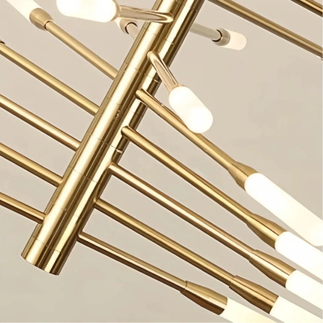 Close-up of the metal arms and acrylic light elements