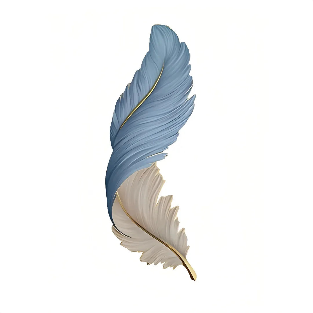 Close-up of the feather-shaped wall light 