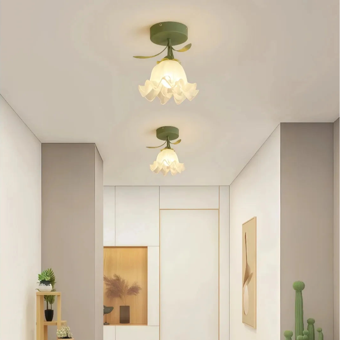Modern glass flower ceiling light for stylish hallway interiors