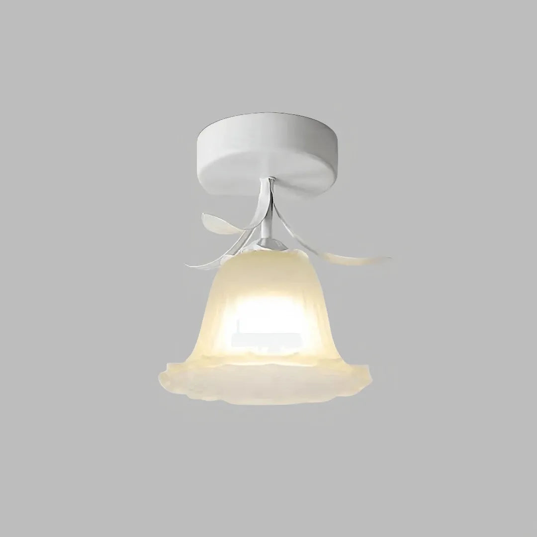 White flower-shaped glass ceiling lig