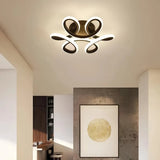 Black flower-shaped LED flush ceiling light 