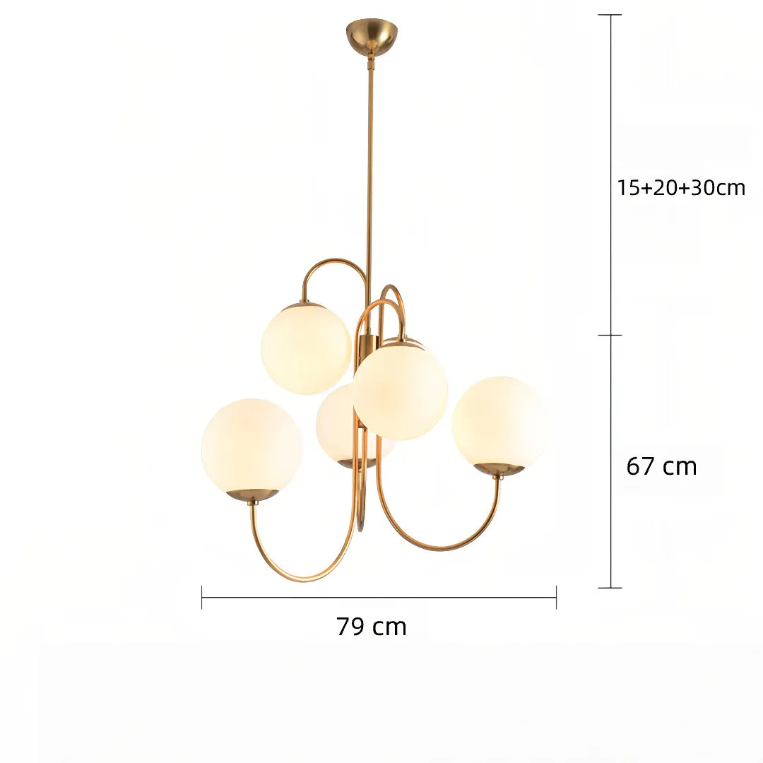 Chandelier dimension diagram showing 79 cm width and suspension section labels