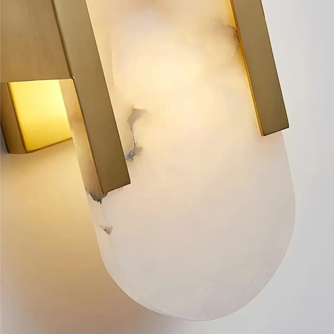 Close-up of the natural marble shade and metal fitting