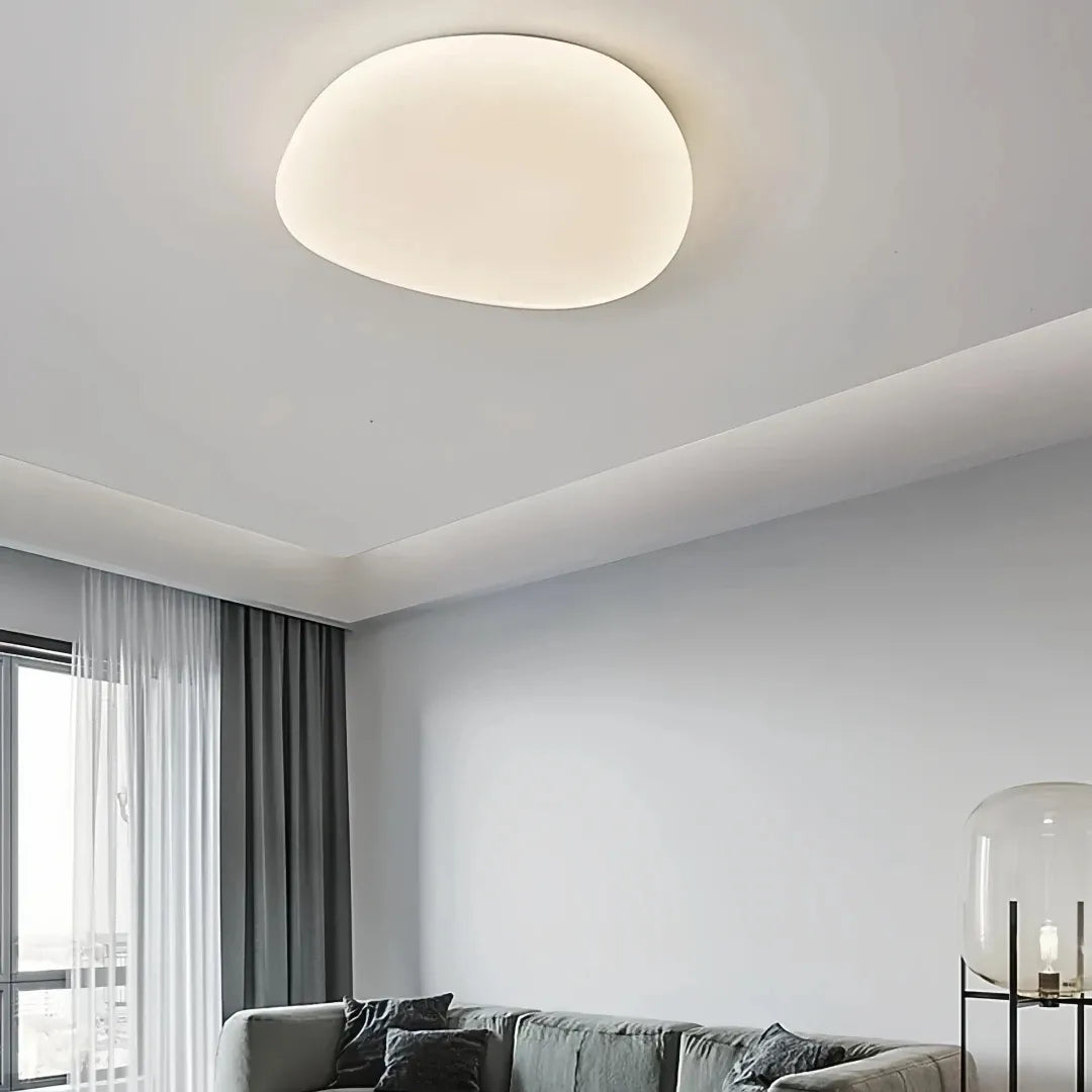 Modern white pebble LED flush ceiling light for bedroom