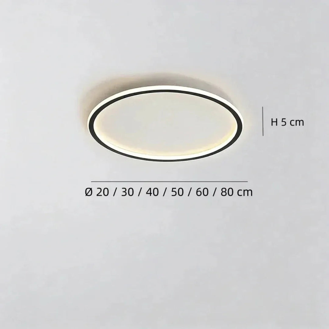 Round ceiling light dimensions: 5 cm high, with diameters of 20, 30, 40, 50, 60 and 80 cm