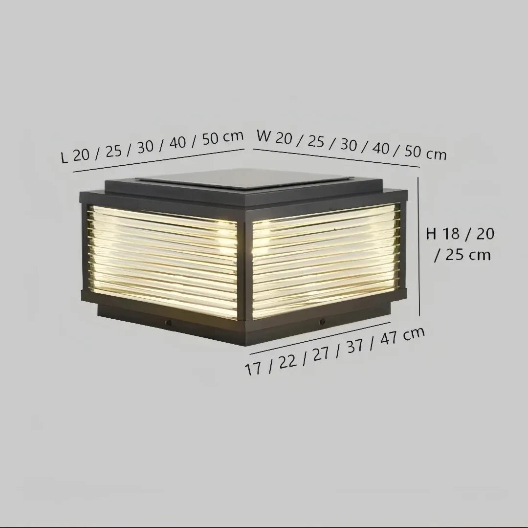Modern outdoor pillar light available in 20 to 50 cm lengths