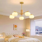 Modern White and Wood Chandelier for Living Room