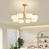 Modern White and Wood Chandelier for Living Room