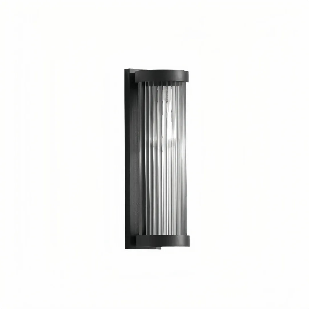 Solar-powered ribbed outdoor wall light with light sensor