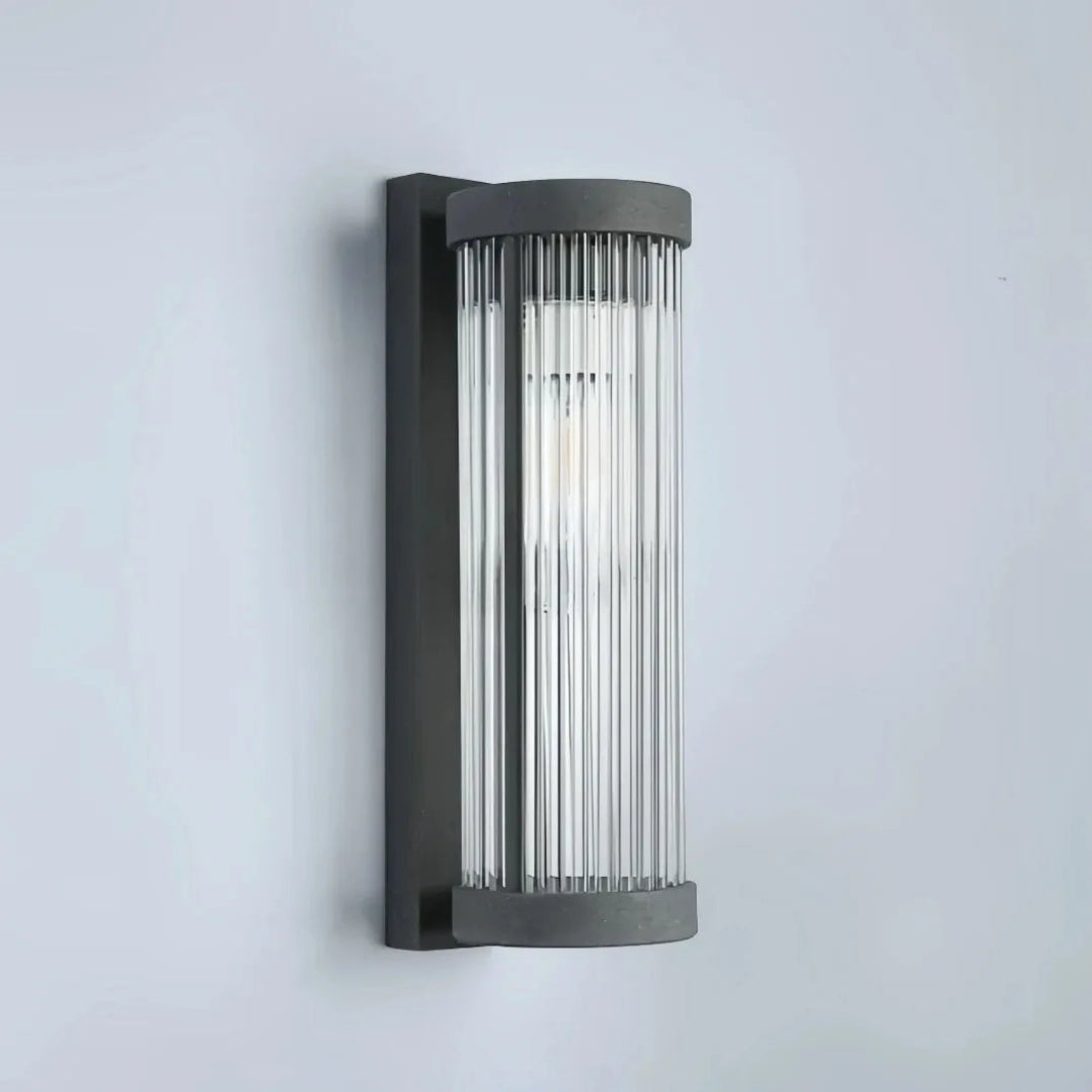 Side view showing the ribbed diffuser and metal wall mount
