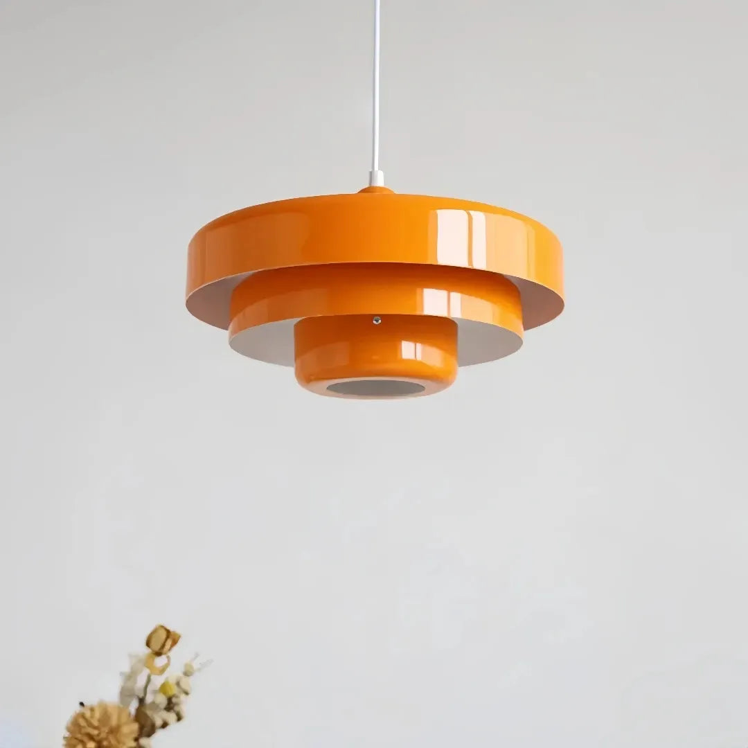 Morandi layered metal pendant light in orange