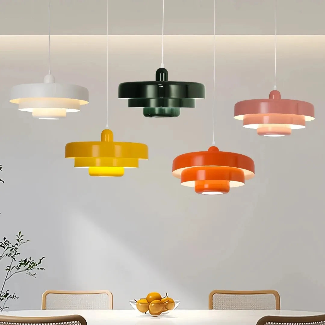Morandi pendant light installed above a dining table