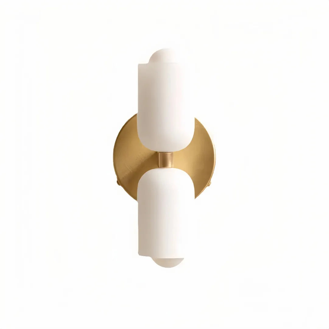 Gold opal glass bedside wall light with up-and-down illumination 