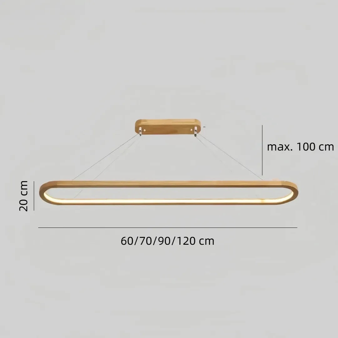 Oval pendant size diagram showing 60, 70, 90 and 120 cm length options
