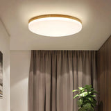  Nordic wooden flush ceiling light in a modern living room