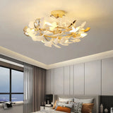 Luxury Ginkgo Semi Flush Ceiling Light Ceramic with Anti Glare