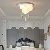 White Bear Balloon Flush Ceiling Light Dimmable for Children