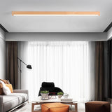 Scandi Linear Flush Ceiling Light wood for Hallway, Durable