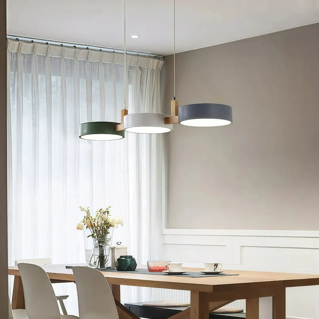 Scandinavian Round Pendant Light Metal Dimmable for Dining Room