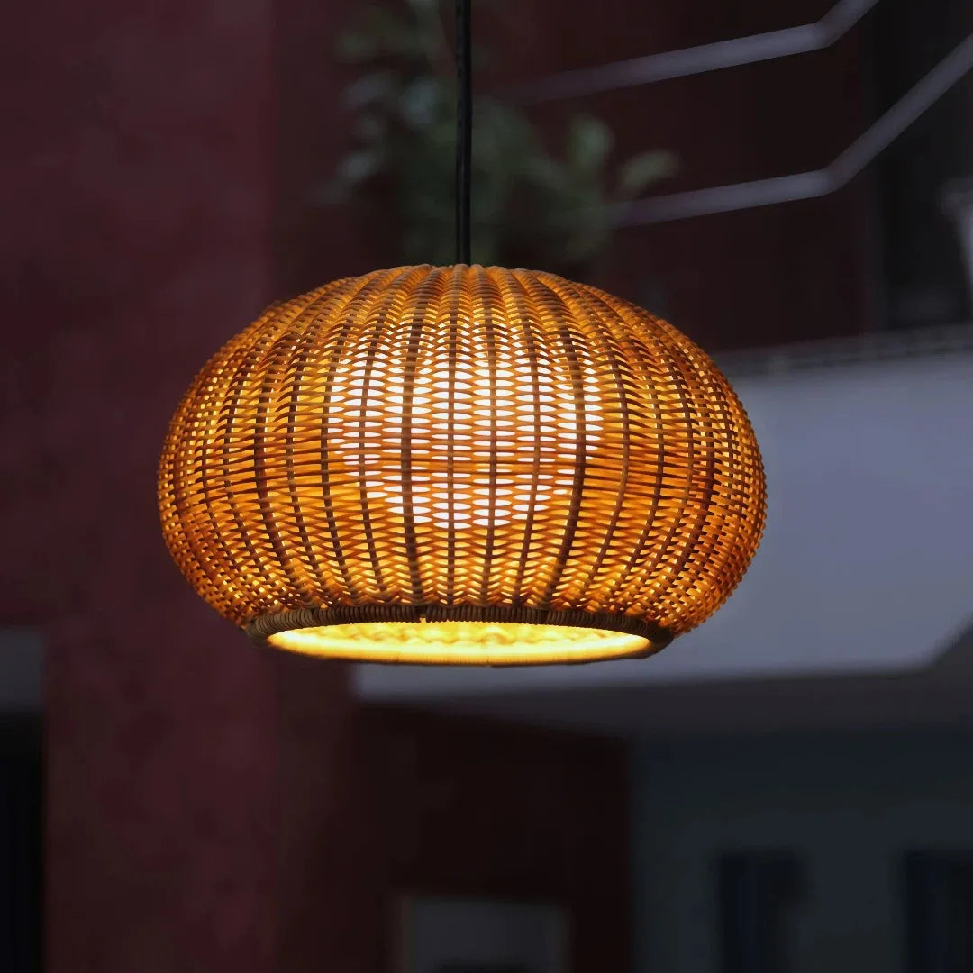Boho Outdoor Rattan Pendant Light Waterproof for Patio