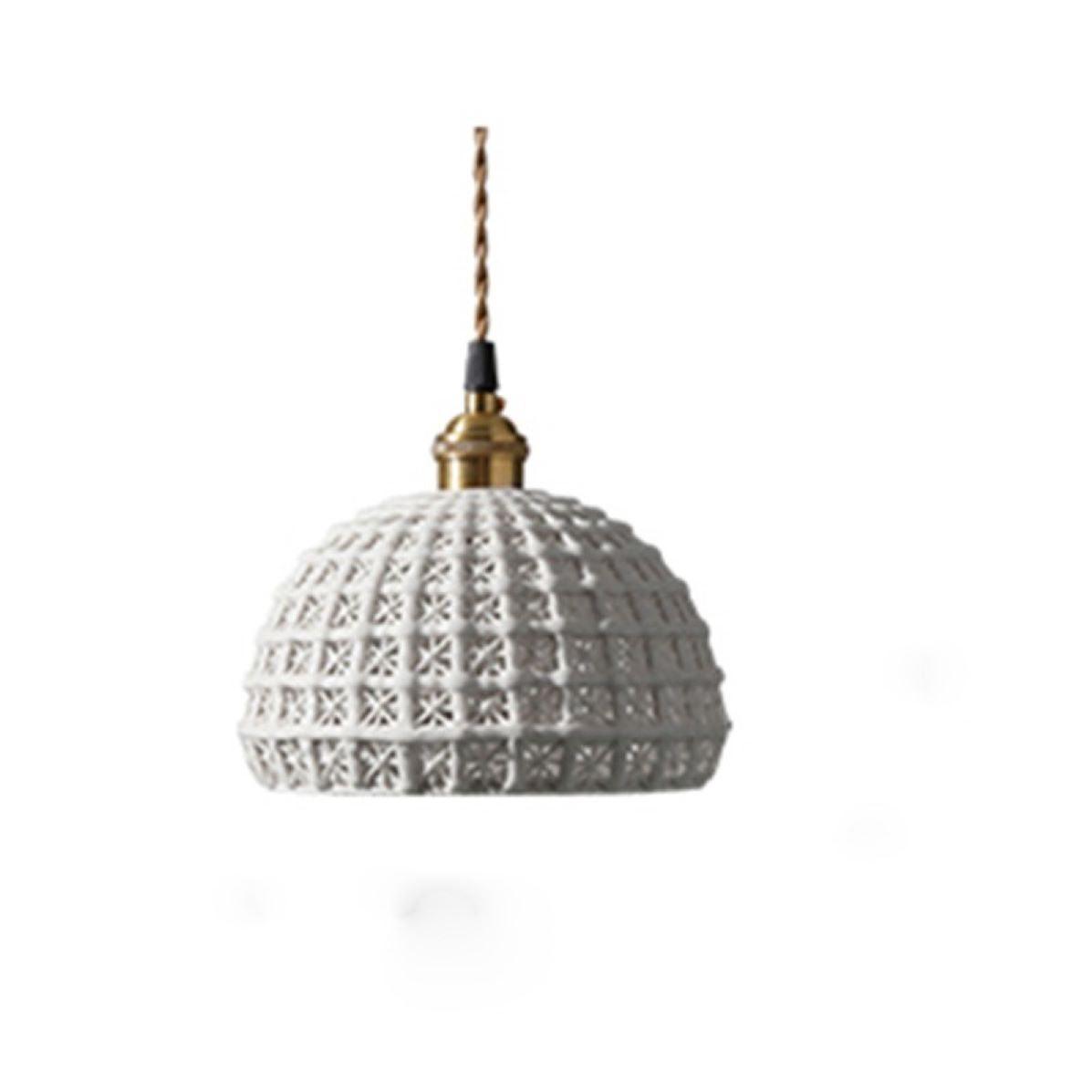 White Modern Pendant Light Grid Ceramic Design