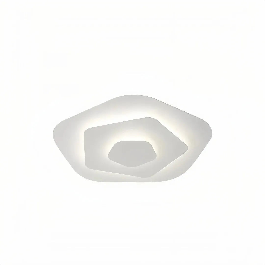 Cream multi-layer LED ceiling light switched off 