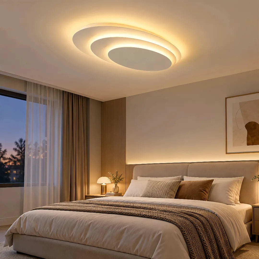 Oval cream multi-layer LED flush ceiling light       