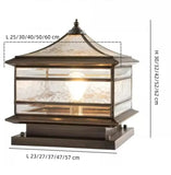 Pillar Solar Light Waterproof Brass and Glass for Garden