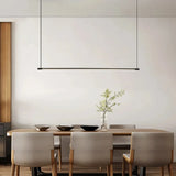 Minimalist Linear Black Pendant Light Metal Dimmable for Dining Room