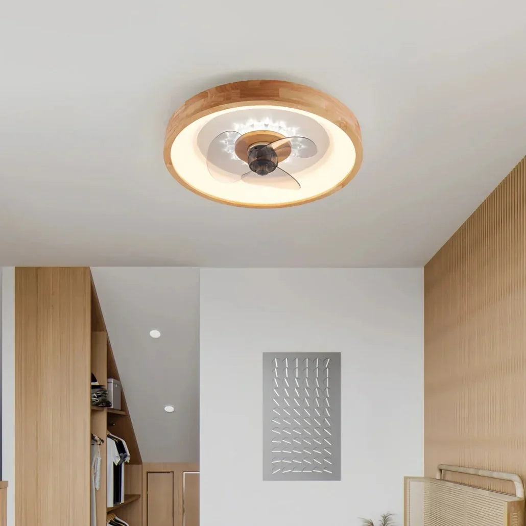 Nordic Wood Ceiling Fan with Light Dimmable for Bedroom, Quiet Design