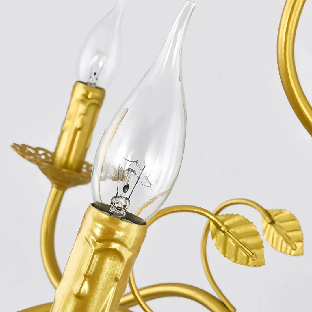 Candle-style chandelier with metal frame and glass shades