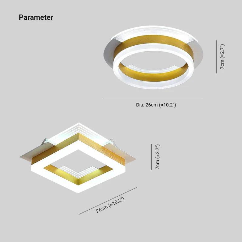 Square Gold Modern Corridor Ceiling Light - Clowas