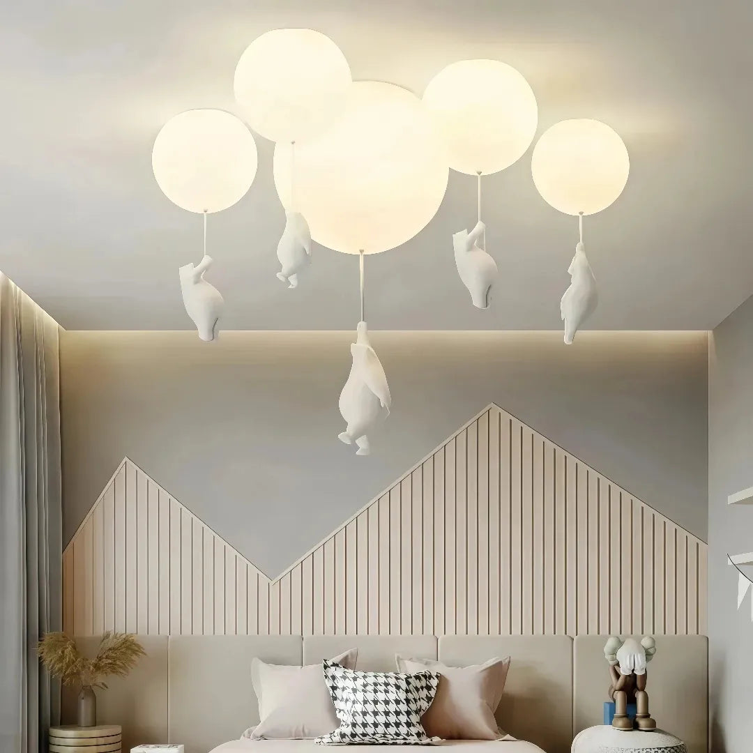 White bear ceiling light in a child’s bedroom 