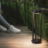 Modern Solar Black Bollard Light with Motion Sensor for Pathway