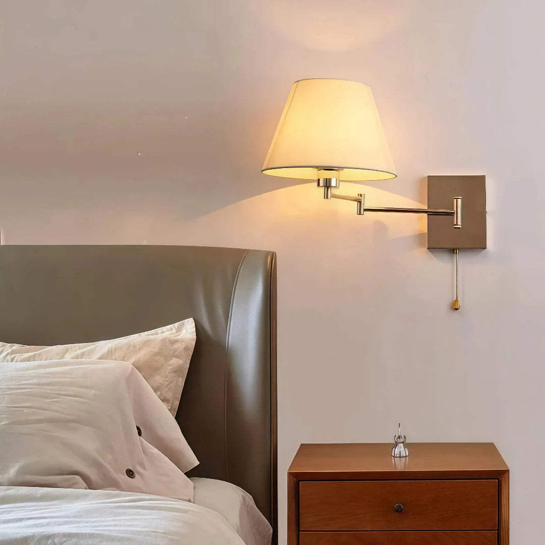 Mid Century Reading Wall Light Fabric Dimmable for Bedside