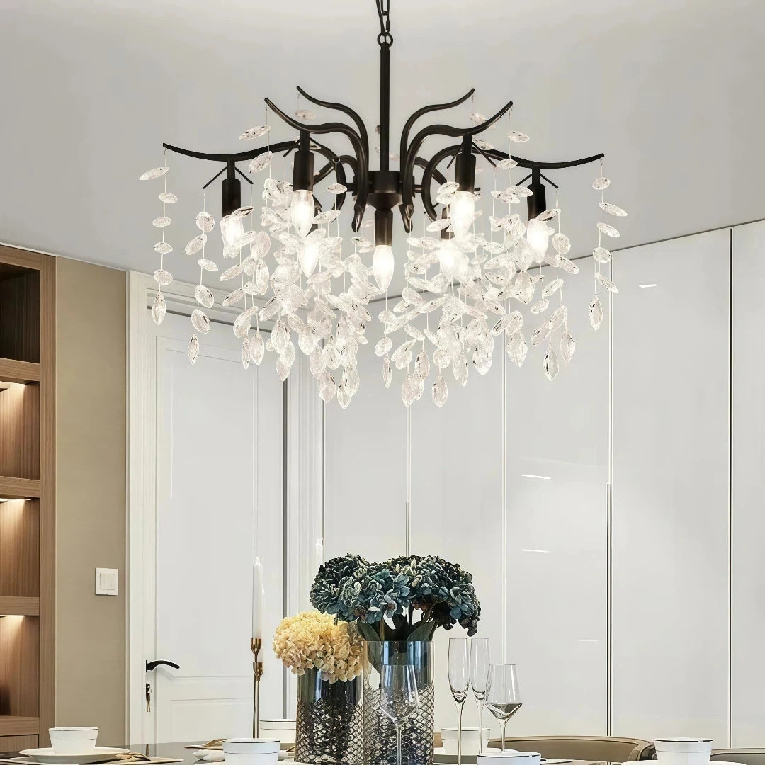 Luxury Crystal LED Chandelier Height Adjustable for Living Room