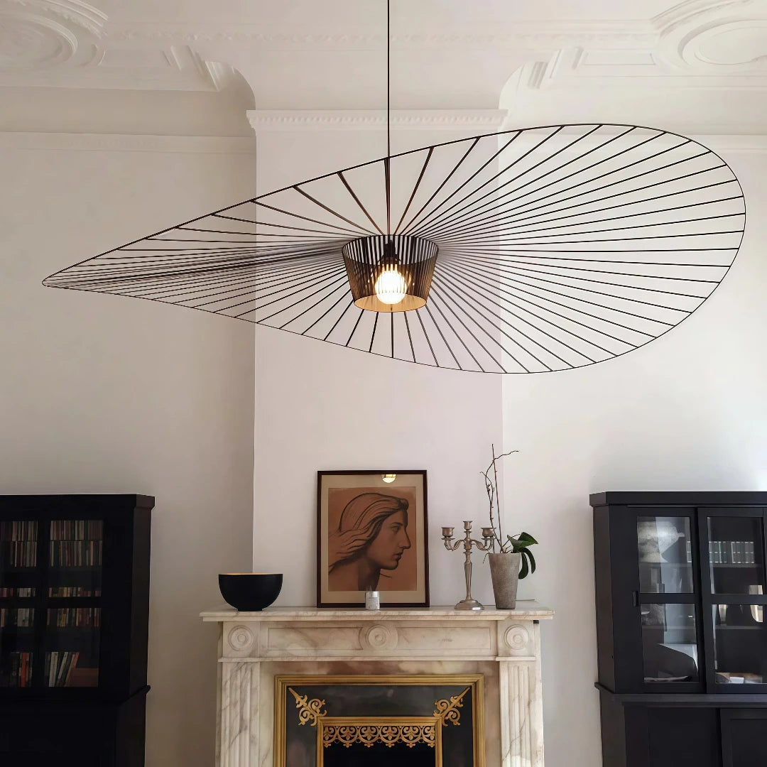 Modern Hat Pendant Light Fabric Shade Dimmable for Living Rooms