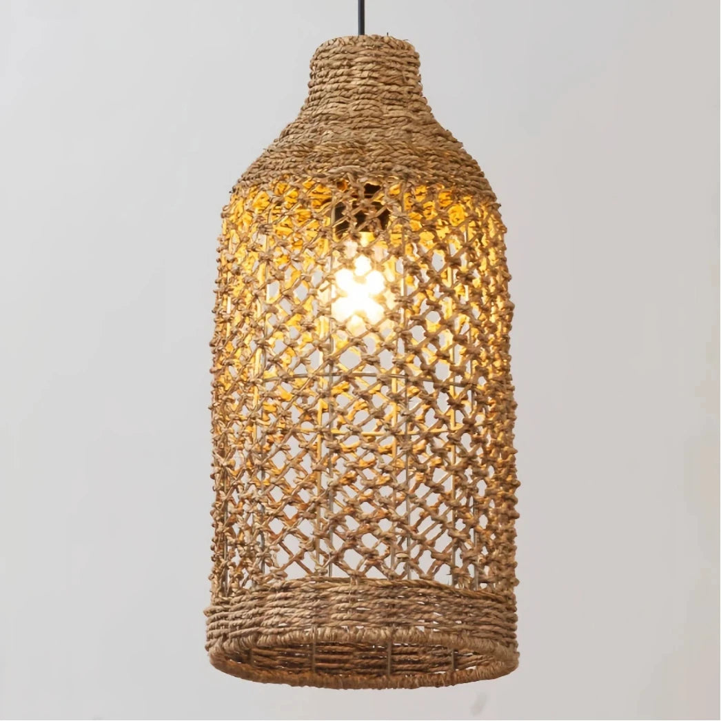Nordic Rattan Pendant Light Dimmable LED for Living Room