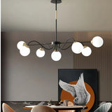 Modern Glass Chandelier Dimmable Black for Living Room