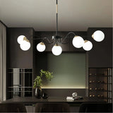 Modern Glass Chandelier Dimmable Black for Living Room