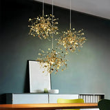 Modern Sputnik Pendant Light Metal for Dining Room, Height Adjustable