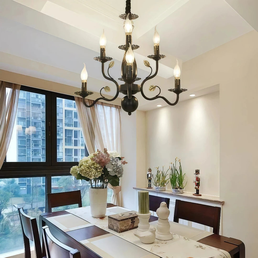 Vintage Candle Chandelier Dimmable Metal for Living Room